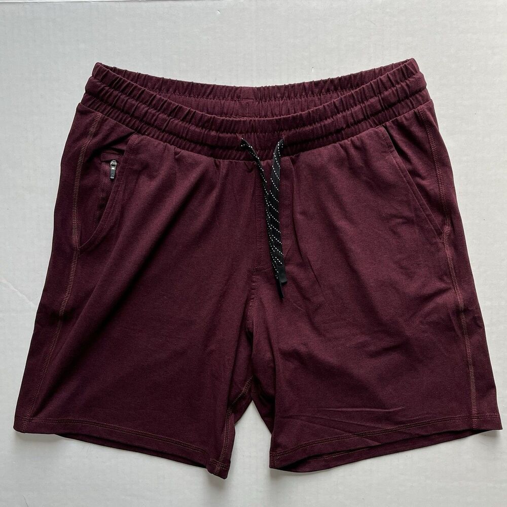 Bear Bottom Tech Shorts Mens Medium Red 7” Performance Drawstring Stretch